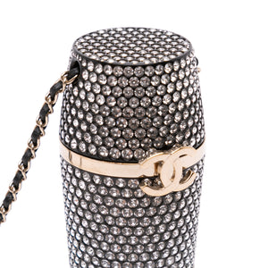 Chanel Crystal Lipstick Case on Chain Black