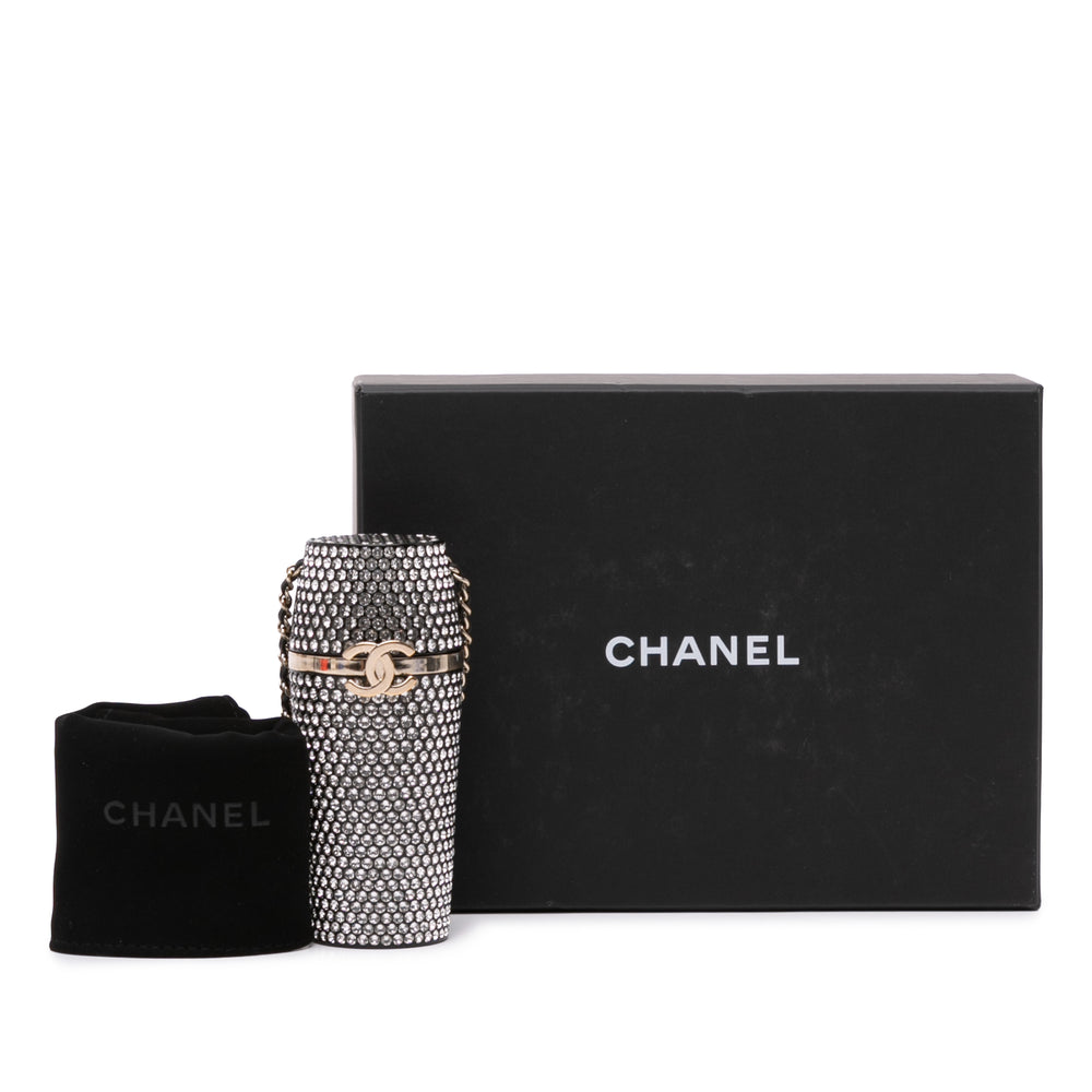 Chanel Crystal Lipstick Case on Chain Black