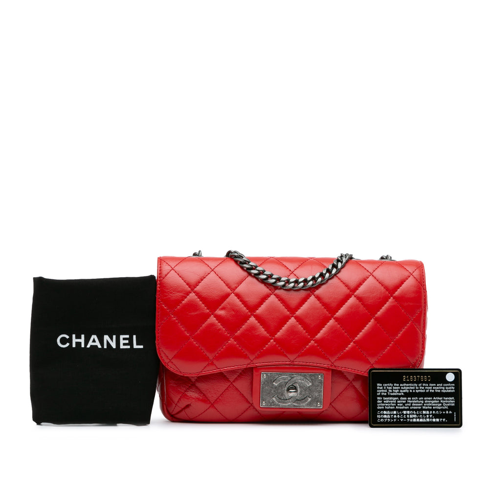 Chanel CC Crinkled Calfskin Chain Flap Red