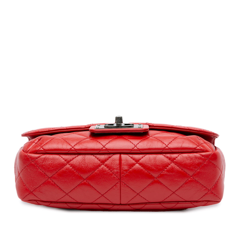 Chanel CC Crinkled Calfskin Chain Flap Red