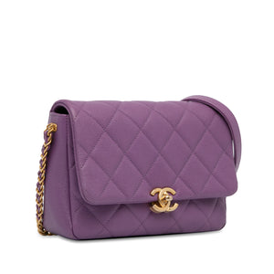 Chanel Small Caviar Chain Melody Flap Purple