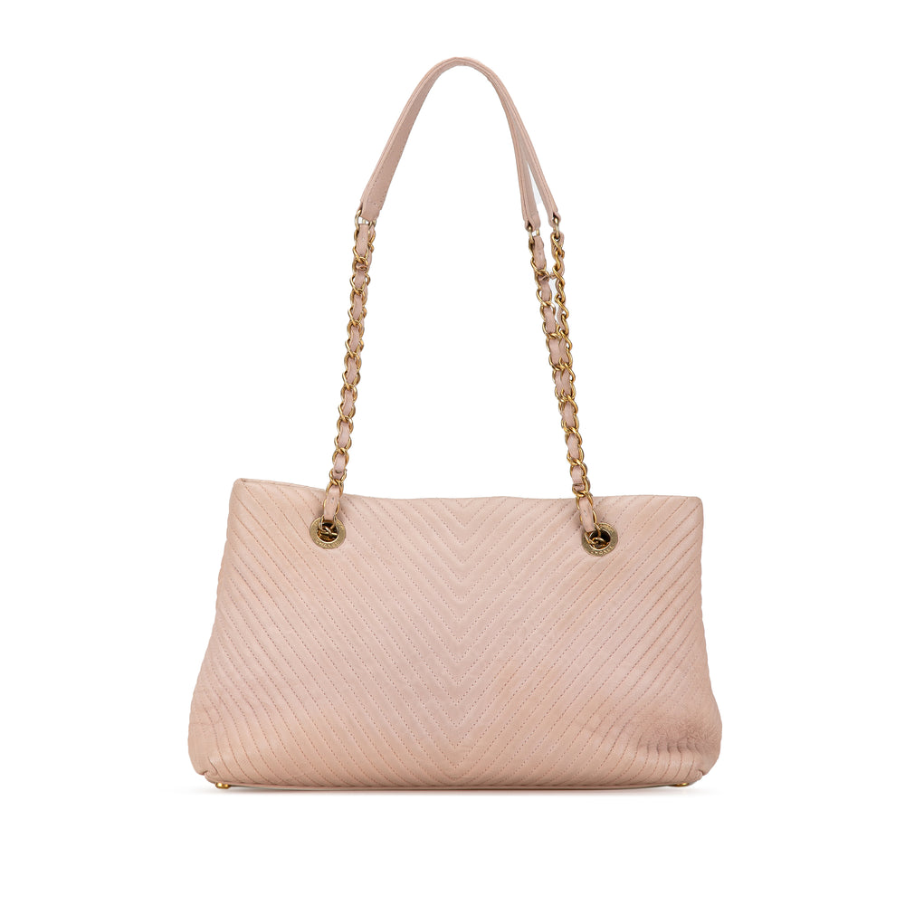 Chanel Large Chevron Calfskin Surpique Tote Pink