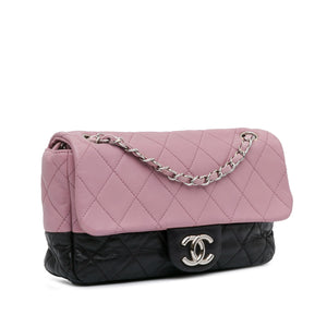 Chanel Medium Bicolor Lambskin and Calfskin CC Chain Flap Pink