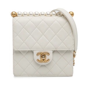 Chanel Small Lambskin Chic Pearls Flap White