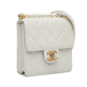 Chanel Small Lambskin Chic Pearls Flap White