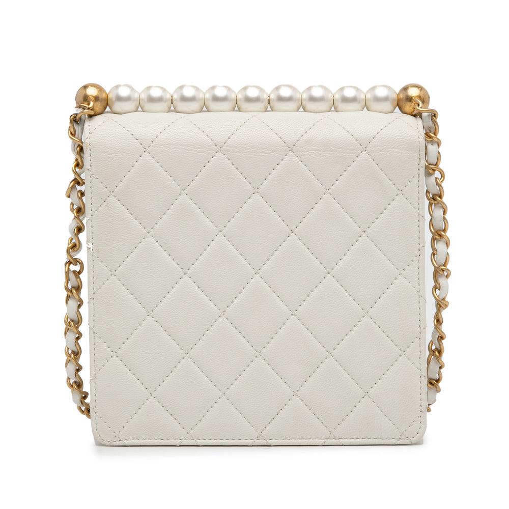 Chanel Small Lambskin Chic Pearls Flap White