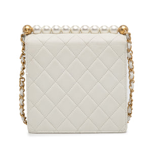 Chanel Small Lambskin Chic Pearls Flap White