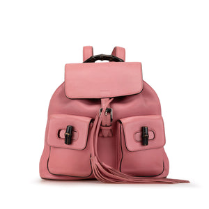 Gucci Leather Bamboo Tassel Backpack Pink