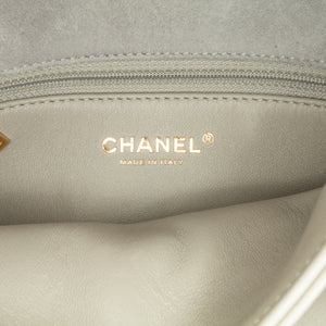 Chanel Quilted Shearling Chain Flap Gray