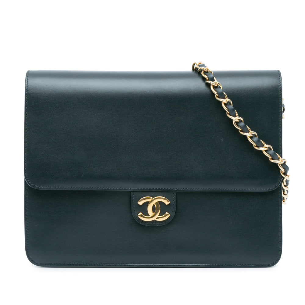 Chanel CC Calfskin Single Flap Blue