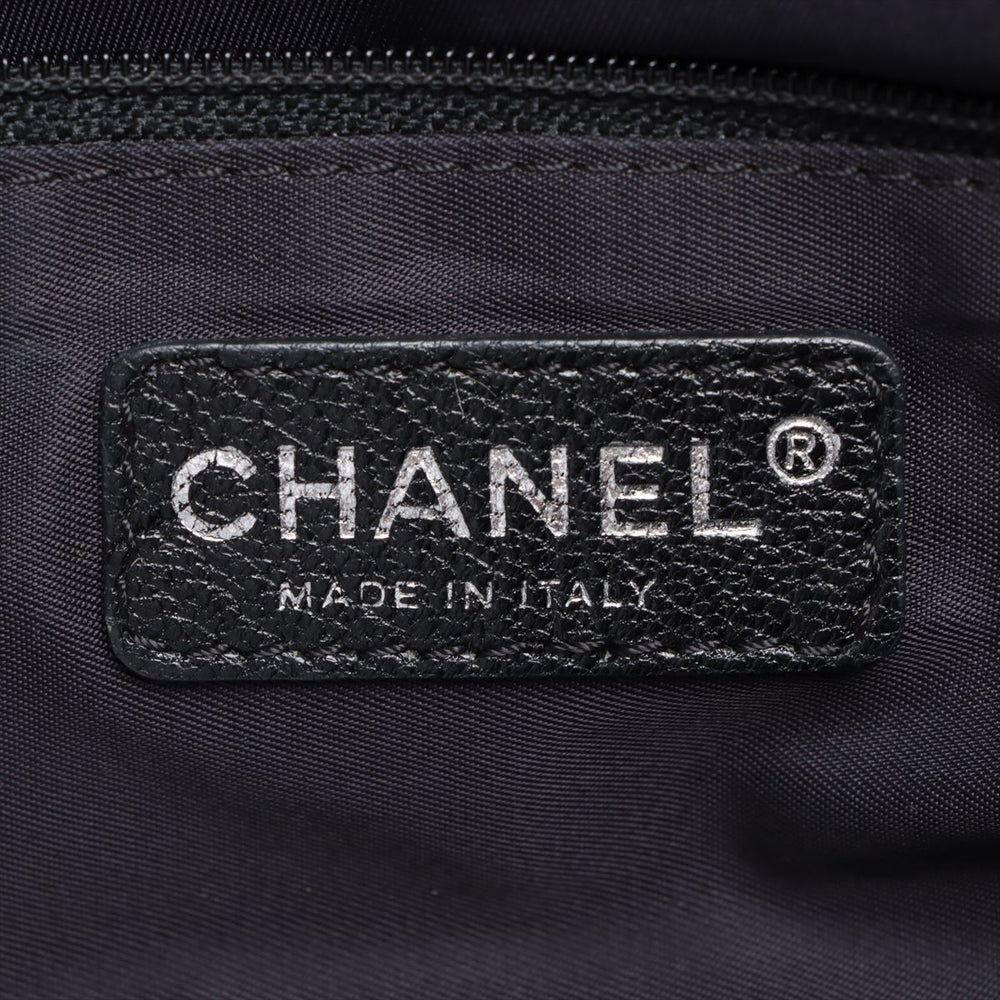 Chanel Paris Biarritz MM Coating canvas Tote bag Black Silver Metal fittings 13035858
