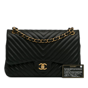 Chanel Jumbo Classic Chevron Lambskin Double Flap Black