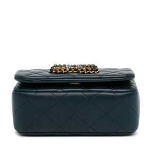 Chanel Mini Lambskin CC Crystal Full flap Blue