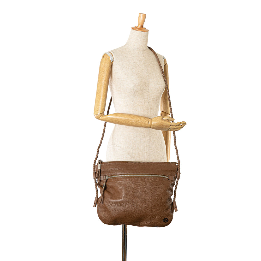 Gucci Interlocking G Calfskin Crossbody Brown