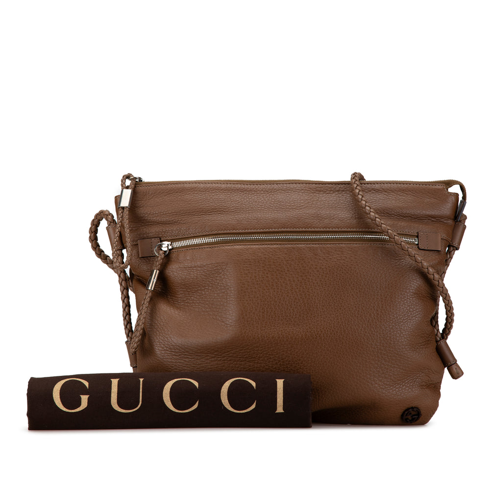 Gucci Interlocking G Calfskin Crossbody Brown