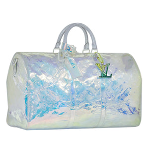 Louis Vuitton Monogram Prism Keepall Bandouliere 50 White