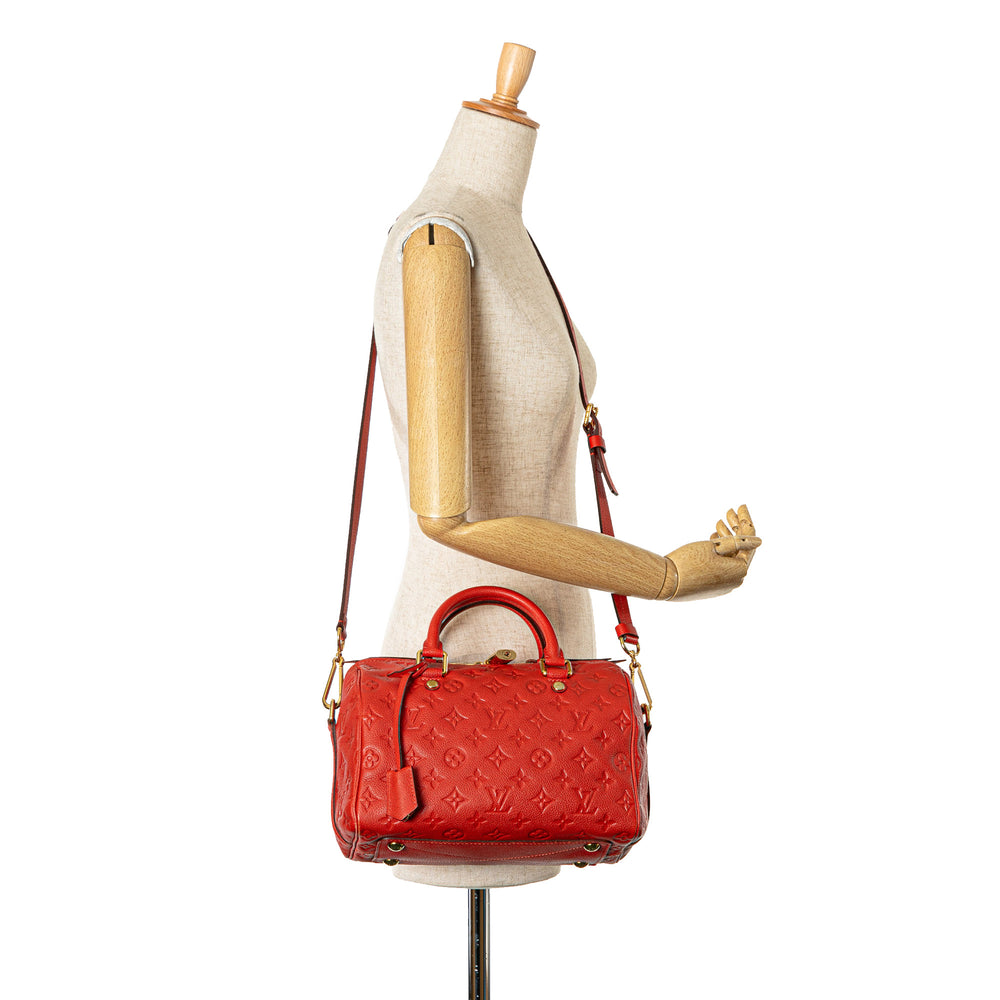 Louis Vuitton Monogram Empreinte Speedy Bandouliere 25 Red