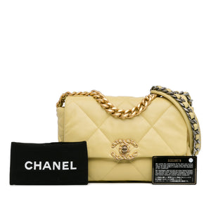 Chanel Medium Lambskin 19 Flap Yellow