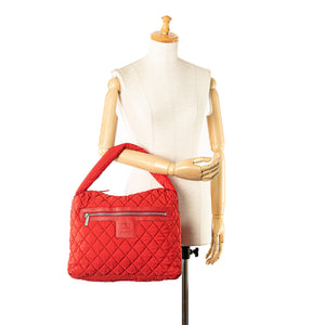 Chanel Quilted Nylon Coco Cocoon Hobo Red