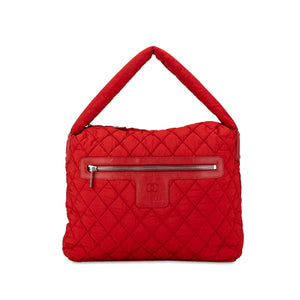 Chanel Quilted Nylon Coco Cocoon Hobo Red