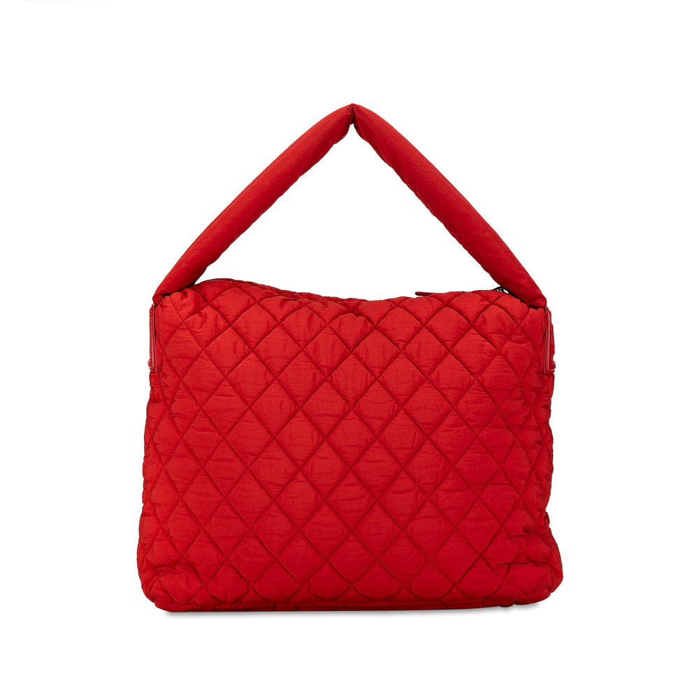 Chanel Quilted Nylon Coco Cocoon Hobo Red