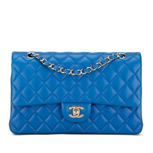 Chanel Medium Classic Lambskin Double Flap Blue