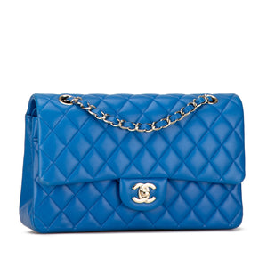 Chanel Medium Classic Lambskin Double Flap Blue