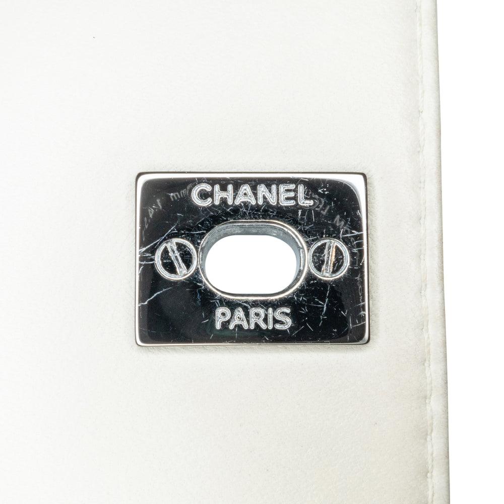 Chanel Choco Bar Lambskin 3 Chain Single Flap White