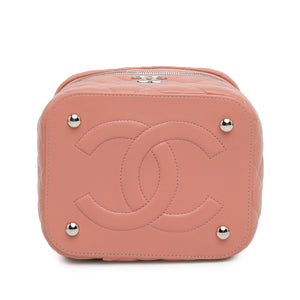 Chanel Lambskin Top Handle Vanity Case with Chain Pink