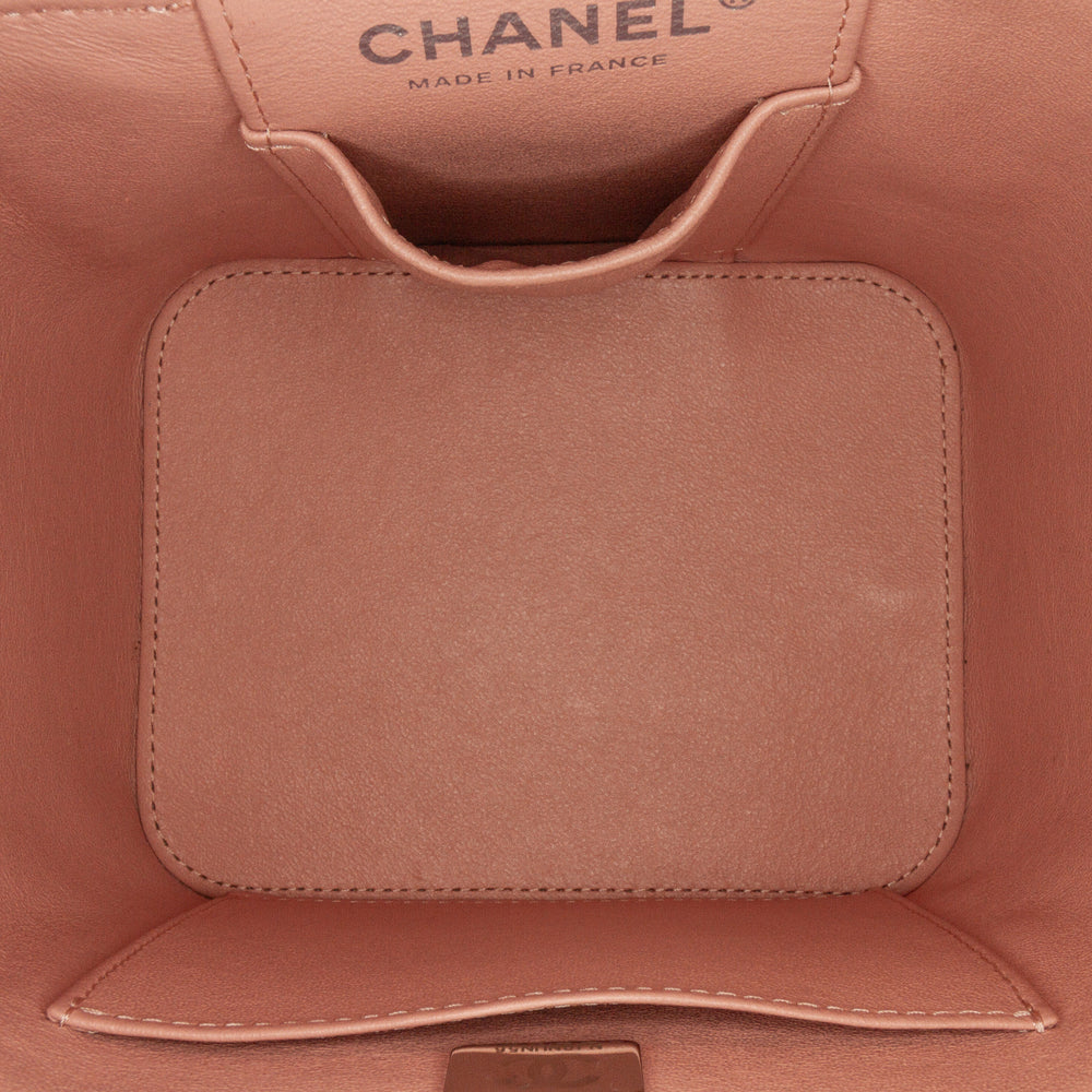 Chanel Lambskin Top Handle Vanity Case with Chain Pink