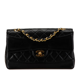 Chanel CC Matelasse Lambskin Flap Crossbody Bag Black