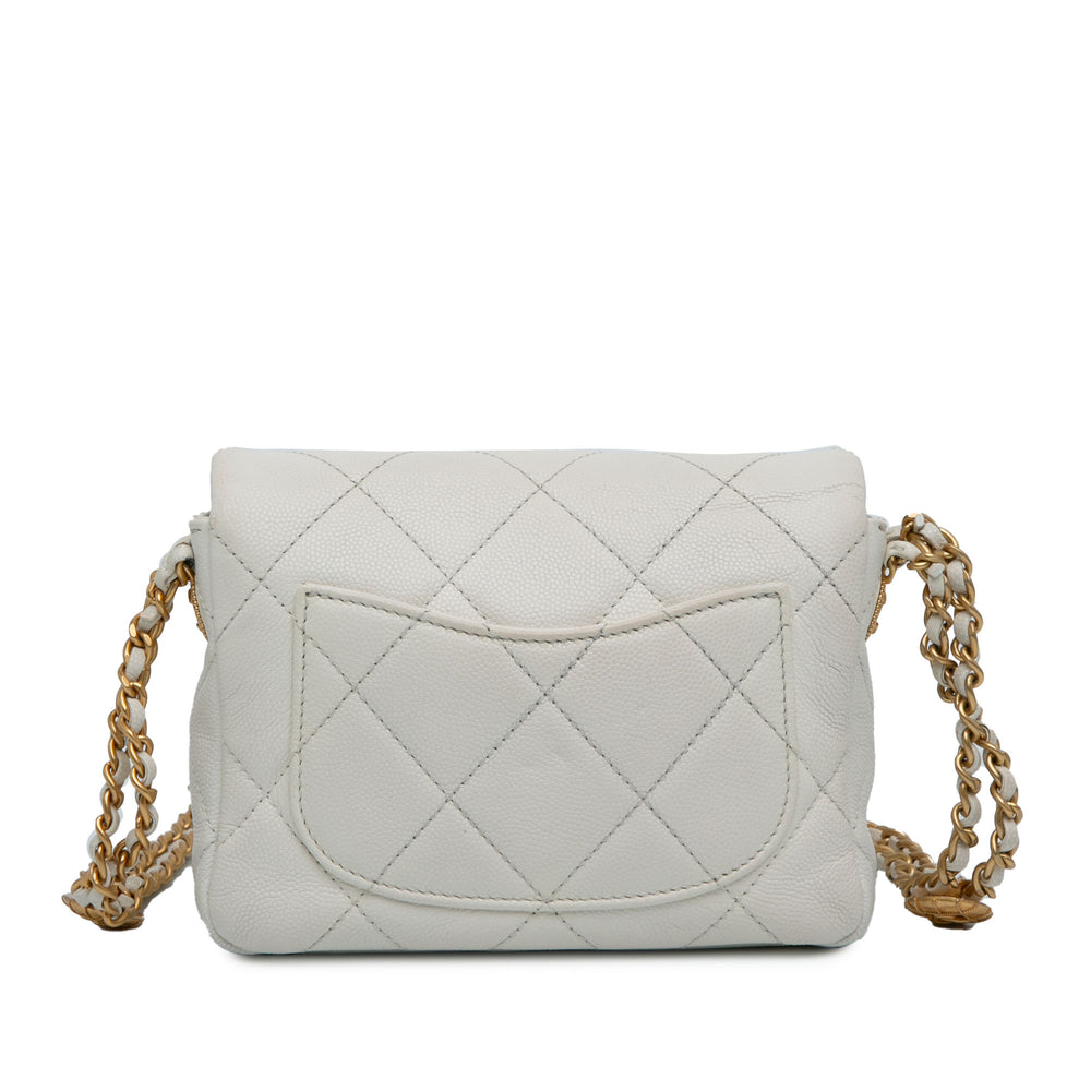 Chanel Mini Caviar Twist Your Buttons Flap White