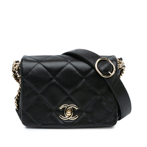 Chanel Mini Quilted Lambskin Multi Chain Flap Black