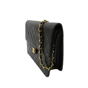 Chanel CC Quilted Lambskin Single Flap Black