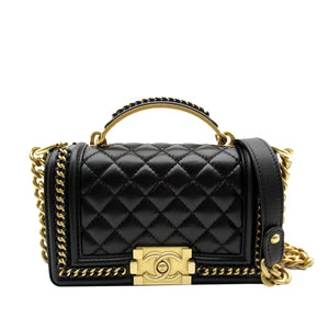 Chanel Small Lambskin Boy Top Handle Black