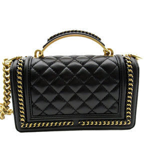 Chanel Small Lambskin Boy Top Handle Black