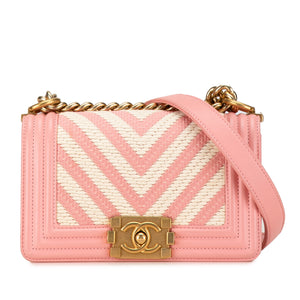 Chanel Small Braided Chevron Boy Flap Pink