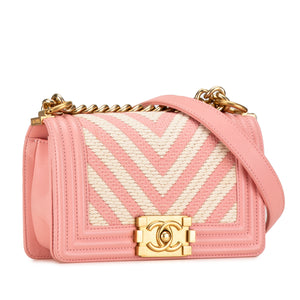 Chanel Small Braided Chevron Boy Flap Pink